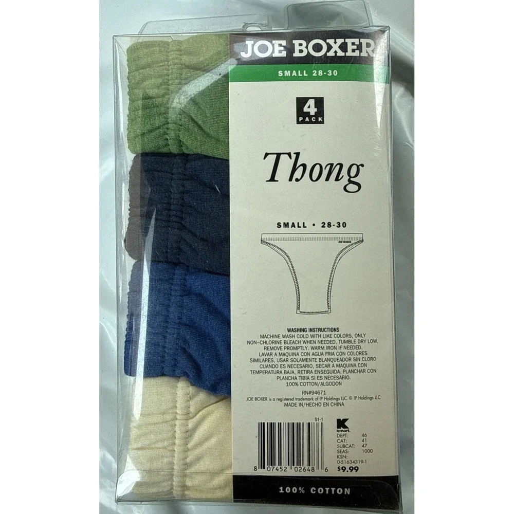 Joe Boxer NWT Men's 4 Pack Size S 28-30 Thong Briefs Underwear NEW Retired Stock
